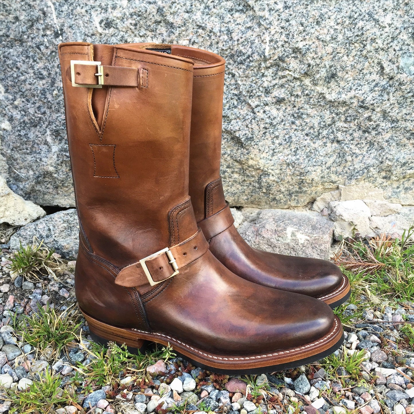 Handmade Mens Antique brown Leather biker Boots Men leather motorcycle boot