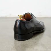 Handmade Mens back leather brogue dress shoes, Men Tuxedo shoes - detail-view-showing-texture