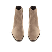 Handmade Mens Beige Suede Ankle Boots, Men Dress Boot, New Zipper Boot - Image 2