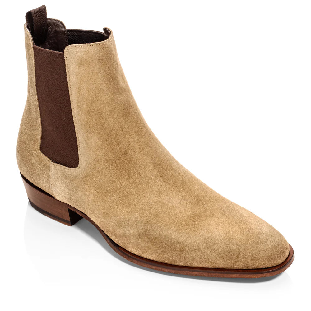 Handmade Mens beige suede chelsea boots, Men dress boots, ankle boots men