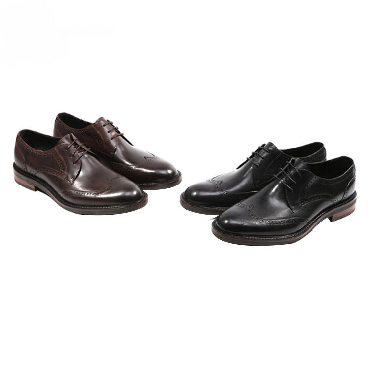 Handmade Men's Black & Brown Leather Wingtip Dress Shoes