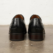 Handmade Mens Black Crocodile Patterned Dress shoes Men oxford formal shoes - back-view