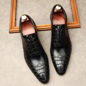 Handmade Mens Black Crocodile Patterned Dress shoes Men oxford formal shoes