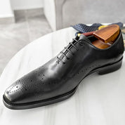 Men's Handcrafted Black Leather Brogue Dress Shoes - Image 3