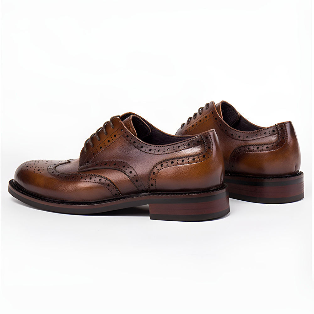 Handmade Men's Black Leather Wingtip Oxfords