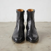 Handmade Men's Black Side Zipper Ankle Boot,
