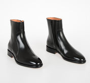 Men's Black Leather Side Zipper Ankle Boots