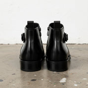 Handmade Mens Black side zipper style boots, Men leather Jodhpurs boot - back-view