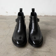 Handmade Mens Black side zipper style boots, Men leather Jodhpurs boot - front-view