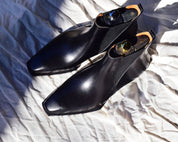 Handmade Mens Black Square Toe Leather Chelsea Boots, Leather Chelsea Boots