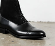 Handmade Mens Black Suede And Leather Ankle Lace Up Boot, Mens Formal Boot - detail-view-showing-texture