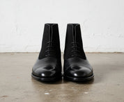 Handmade Mens Black Suede And Leather Ankle Lace Up Boot, Mens Formal Boot - front-view