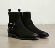 Handmade Mens Black suede ankle Boots, Mens zipper boot - angle-view-showing-depth