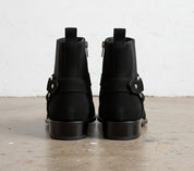 Handmade Mens Black suede ankle Boots, Mens zipper boot - back-view