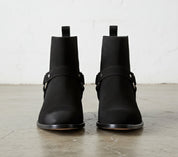 Handmade Mens Black suede ankle Boots, Mens zipper boot - front-view