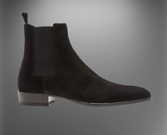 Handmade Mens Black Suede Chelsea boots, Men Rock style Suede ankle boot