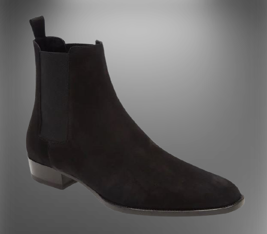 Handmade Mens Black Suede Chelsea boots, Men Rock style Suede ankle boot