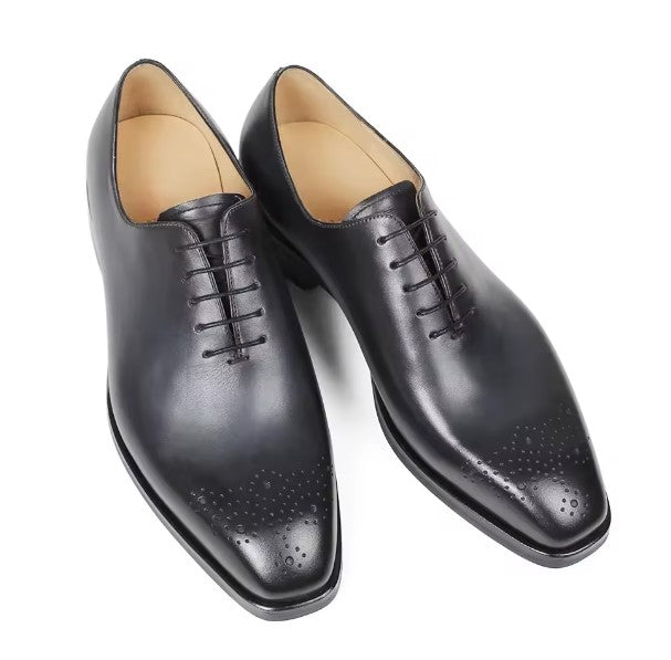 Handmade Mens Black tuxedo shoes, Men leather Oxford shoes, Men brogue shoe