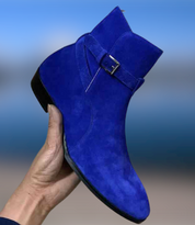 Men's Blue Suede Jodhpurs Ankle Boots