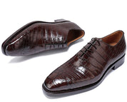Men's Brown Alligator Print Leather Dress Shoes - Image 2