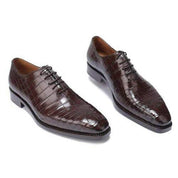 Men's Brown Alligator Print Leather Dress Shoes