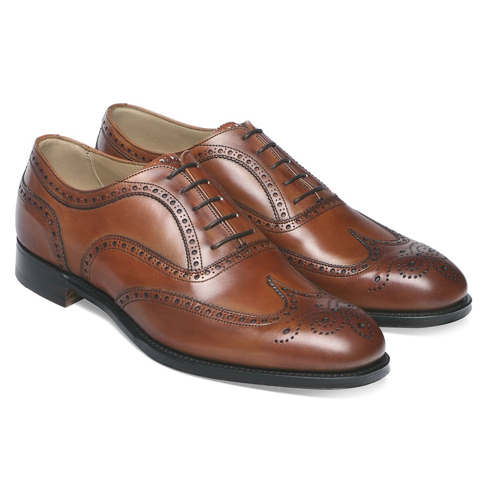 Handmade Brown Leather Wingtip Brogue Shoes - Image 2