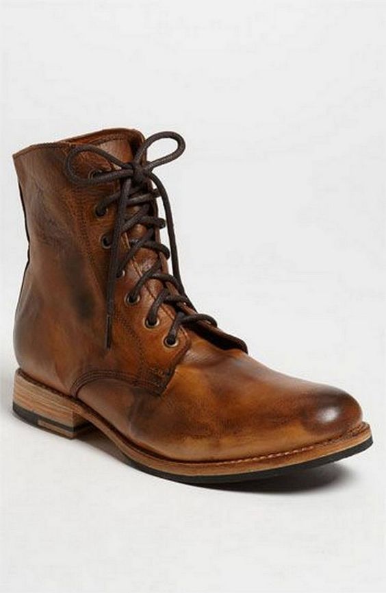 Handmade Mens Brown Lace up high ankle boots, Mens Biker boots, Mens boots