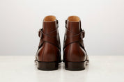 Handmade Mens Brown leather Jodhpurs boot Men monk strap leather ankle boot - back-view