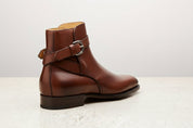 Handmade Mens Brown leather Jodhpurs boot Men monk strap leather ankle boot - detail-view-showing-texture