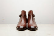 Handmade Mens Brown leather Jodhpurs boot Men monk strap leather ankle boot - front-view
