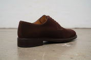 Handmade Mens Brown Suede formal derby shoes, Men Brown suede dress shoes - detail-view-showing-texture