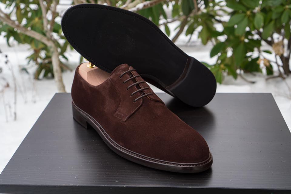 Handmade Mens Brown Suede formal derby shoes, Men Brown suede dress shoes