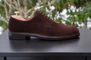 Handmade Mens Brown Suede formal derby shoes, Men Brown suede dress shoes