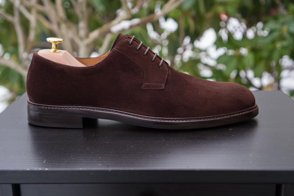 Handmade Mens Brown Suede formal derby shoes, Men Brown suede dress shoes