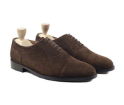 Handcrafted Men's Brown Suede Oxford Shoes