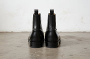 Handmade Mens Cap toe Leather Dress boots, Men black leather button boots - back-view