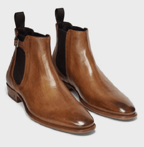 Handmade Mens Casual Leather Chelsea Boots, Square Toe Leather Ankle Boots