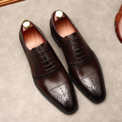 Men's Dark Brown Leather Brogue Dress Shoes