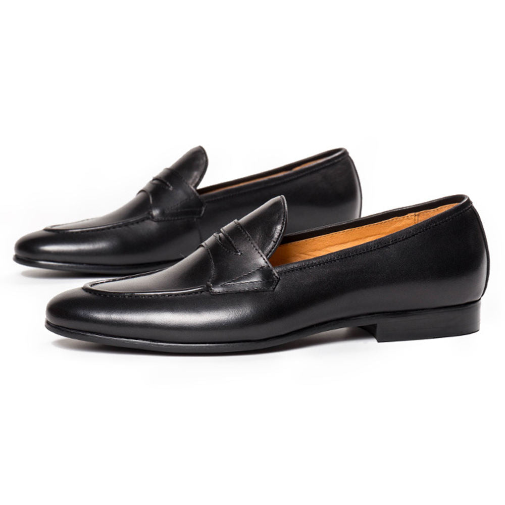 Handmade Men's Cow Genuine Leather Formal Penny Loafer Shoes