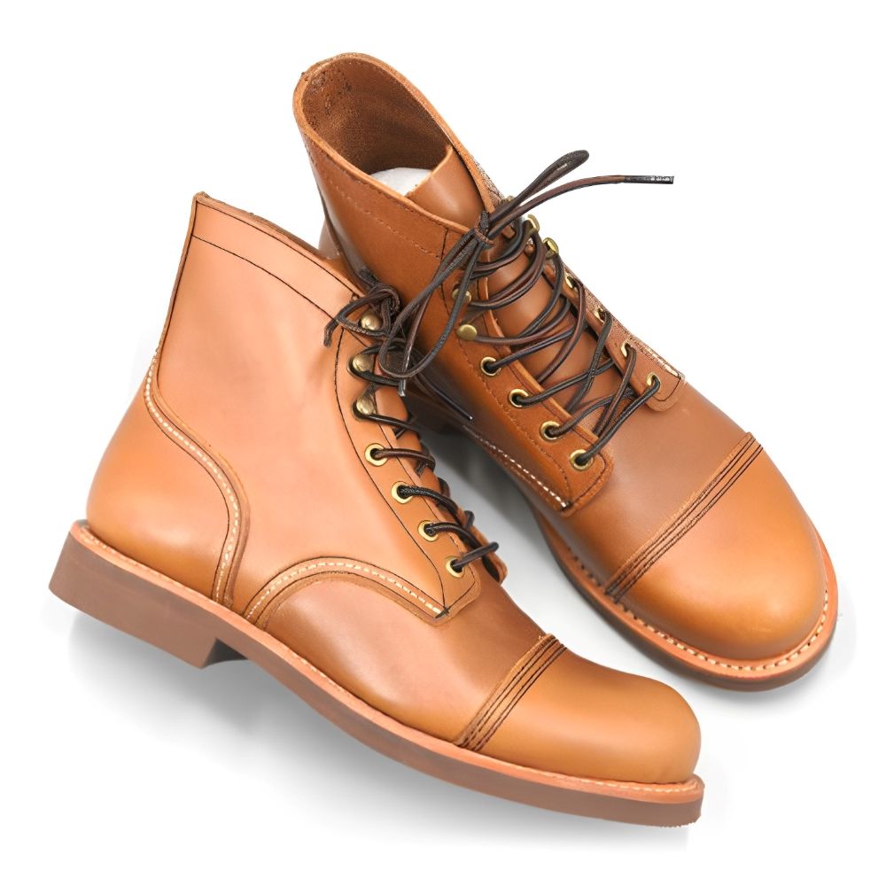 Men's Handmade Cow Leather Lace-up Ankle Boots - Image 5