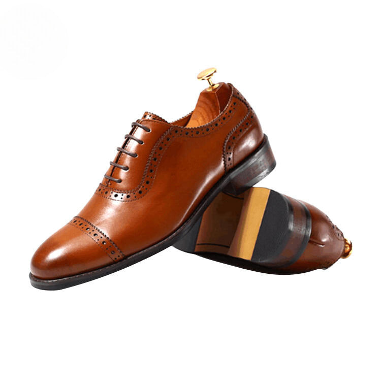 Handmade Men's Cow Leather Brogue Shoes