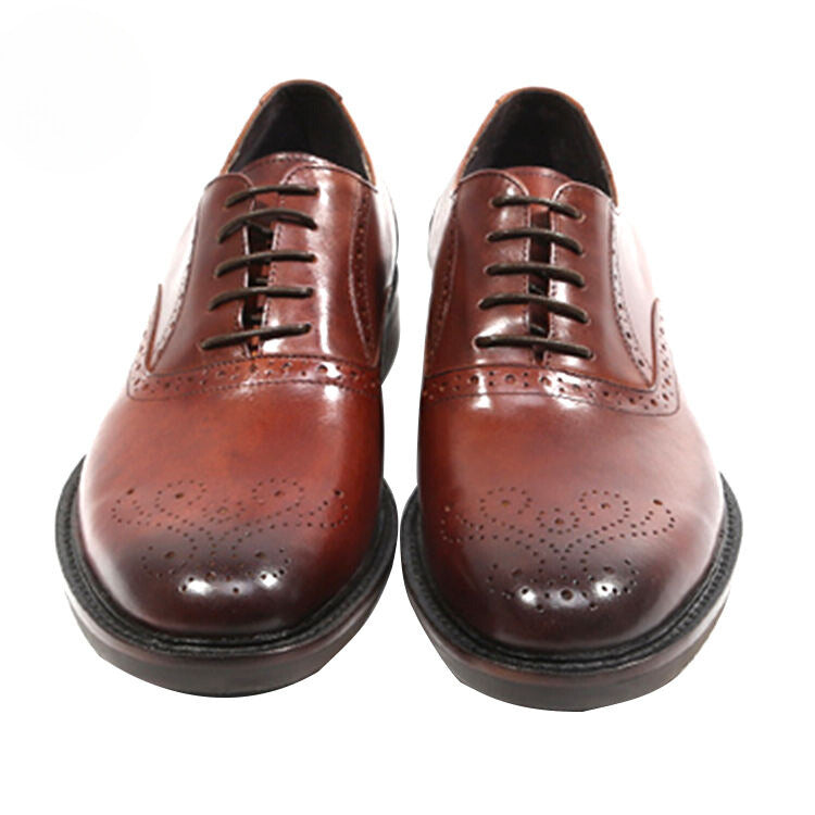 Handmade Men's Cow Leather Cap-Toe Brogue Shoes