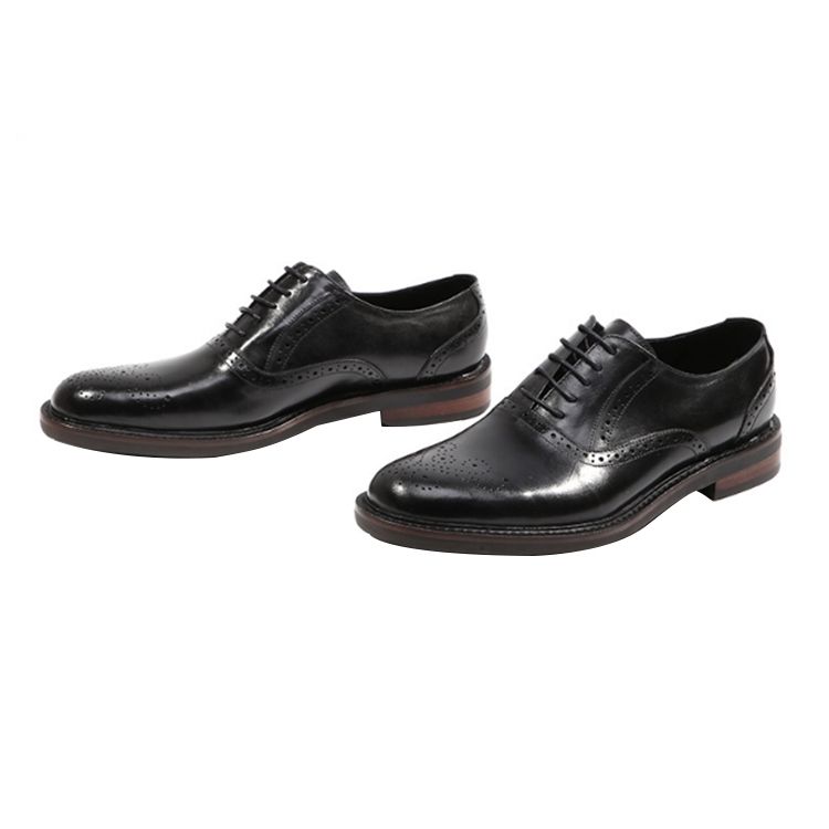 Handmade Men's Cow Leather Cap-Toe Brogue Shoes