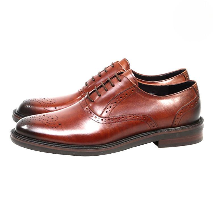 Handmade Men's Cow Leather Cap-Toe Brogue Shoes