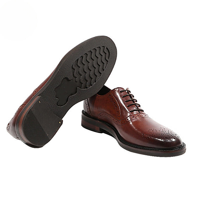 Handmade Men's Cow Leather Cap-Toe Brogue Shoes