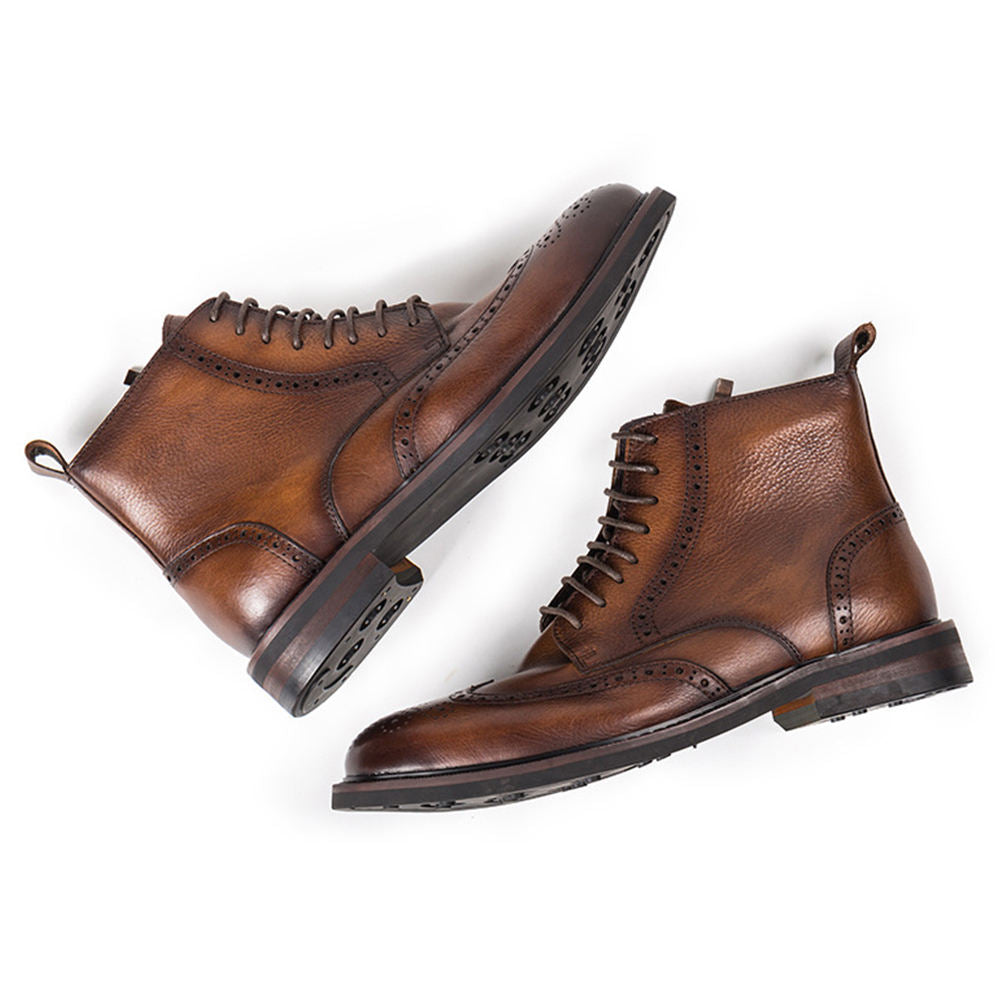 Handmade Men's Cow Leather Prestige Wingtip Boots