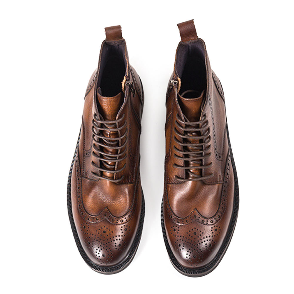 Handmade Men's Cow Leather Prestige Wingtip Boots