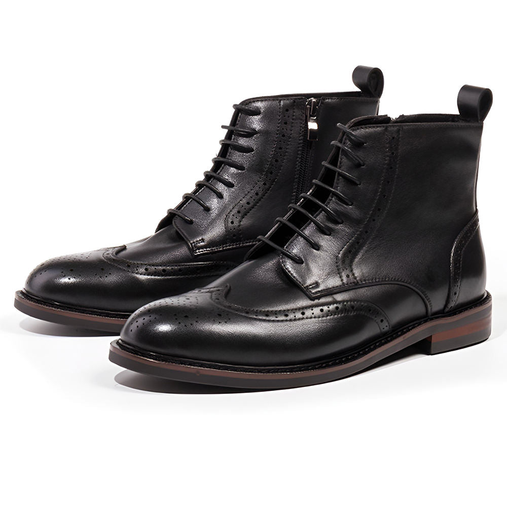 Handmade Men's Cow Leather Prestige Wingtip Boots