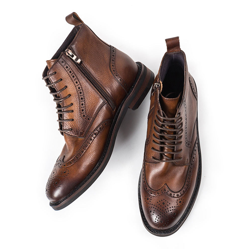 Handmade Men's Cow Leather Prestige Wingtip Boots