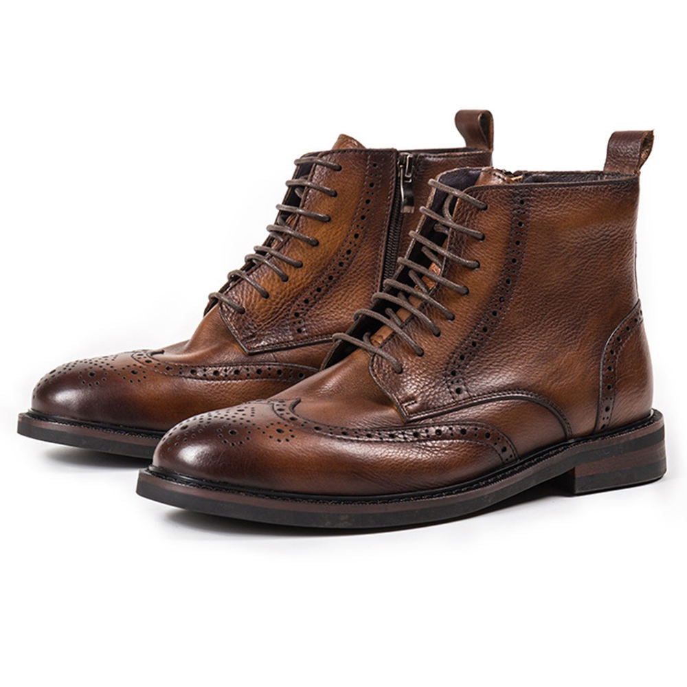 Handmade Men's Cow Leather Prestige Wingtip Boots